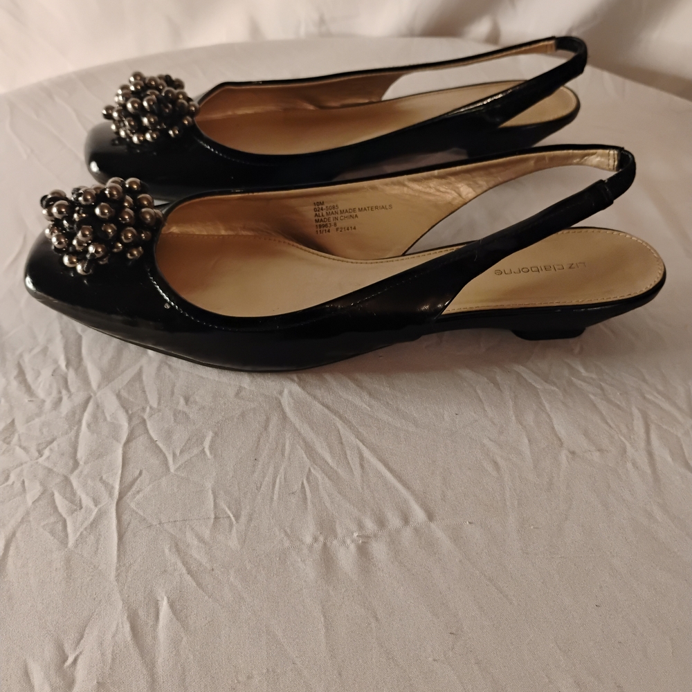 Liz Claiborne Patent Beaded Slingback Shoe - Picture 3 of 10